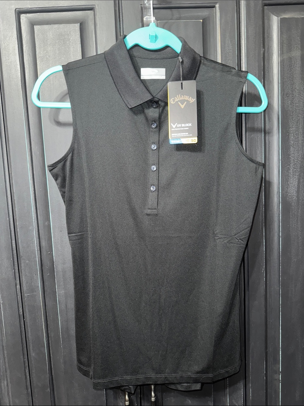 NWT Callaway Women's Black Sleeveless Polo Tank Top - M